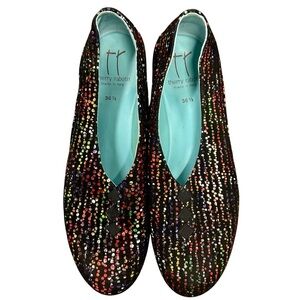 Thierry Rabotin Sequin Flats Multicolor Black Size 36.5 Made in Italy